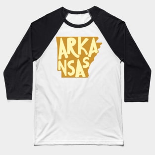 Arkansas Doodle Letters Map Outline-yellow Baseball T-Shirt